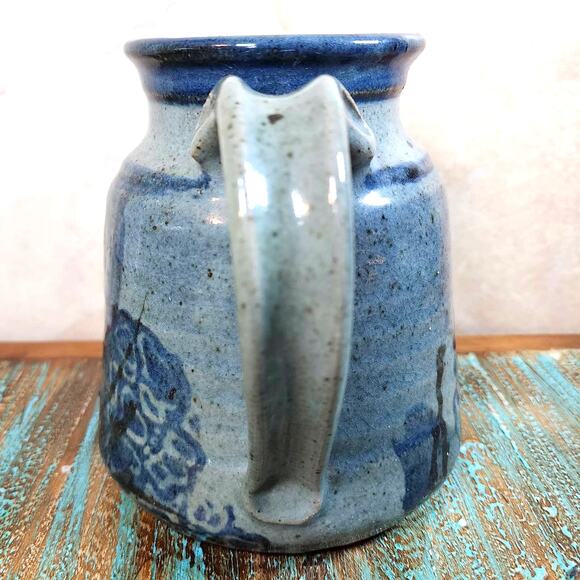 Signed Handcrafted MCM Floral Ceramic Pitcher-Mid Century Pottery-Artist Signed - Picture 6 of 10